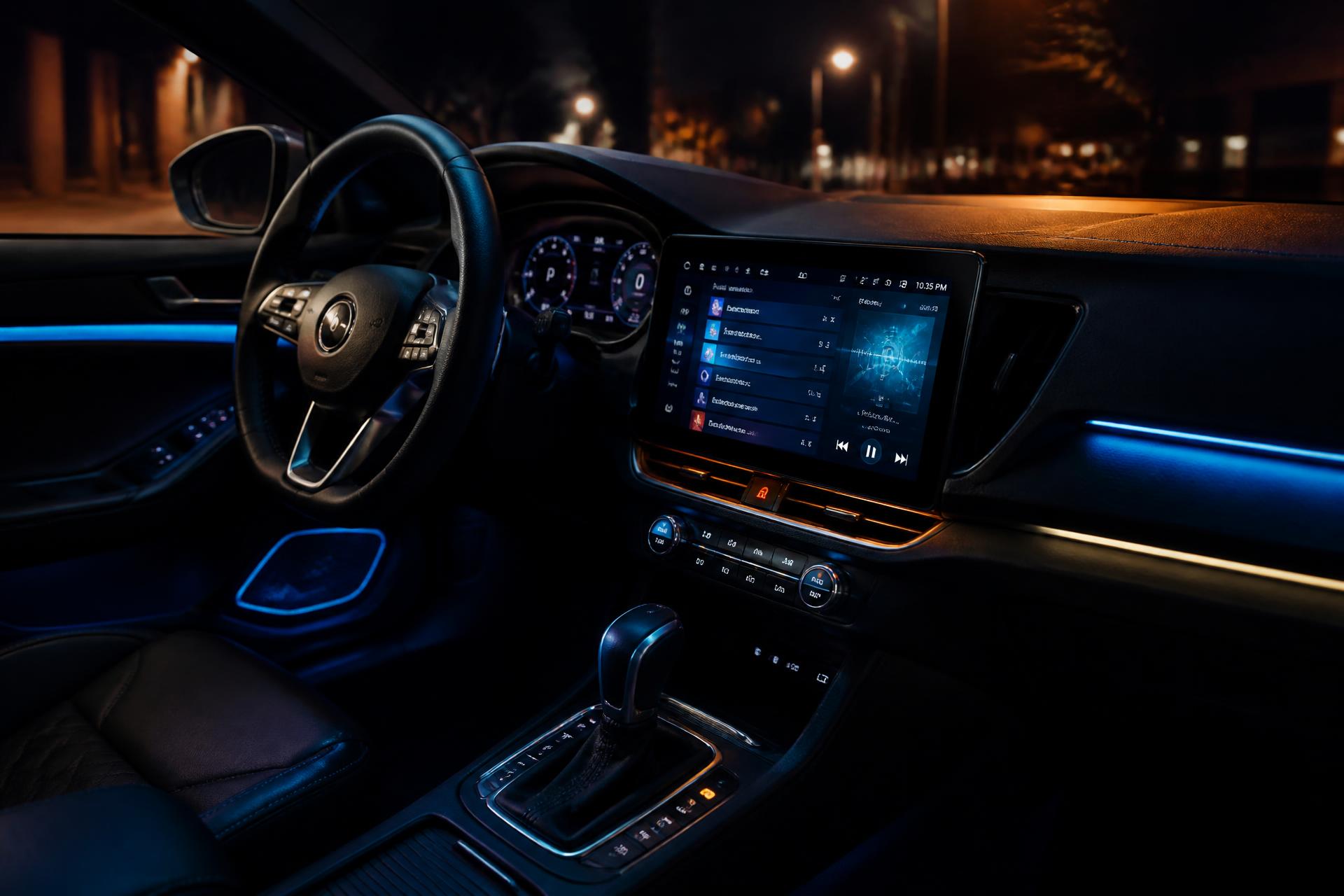 Interior mobil premium dengan head unit Android terpasang oleh Xtreme Car Audio